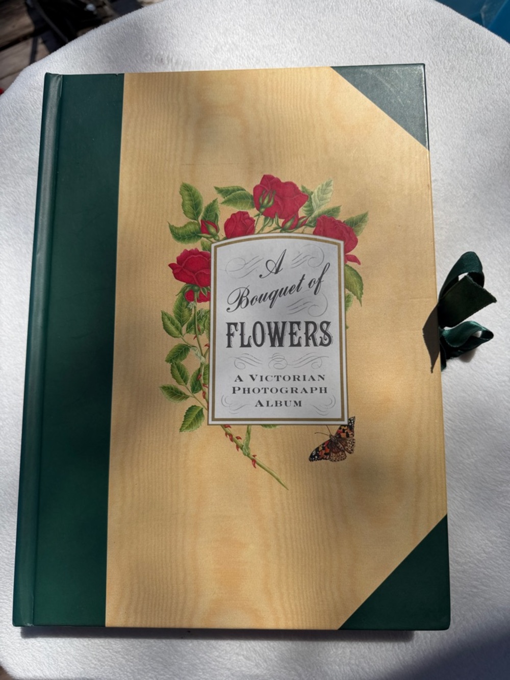 A Bouquet of Flowers Victorian Photograph Album - Green and Cream